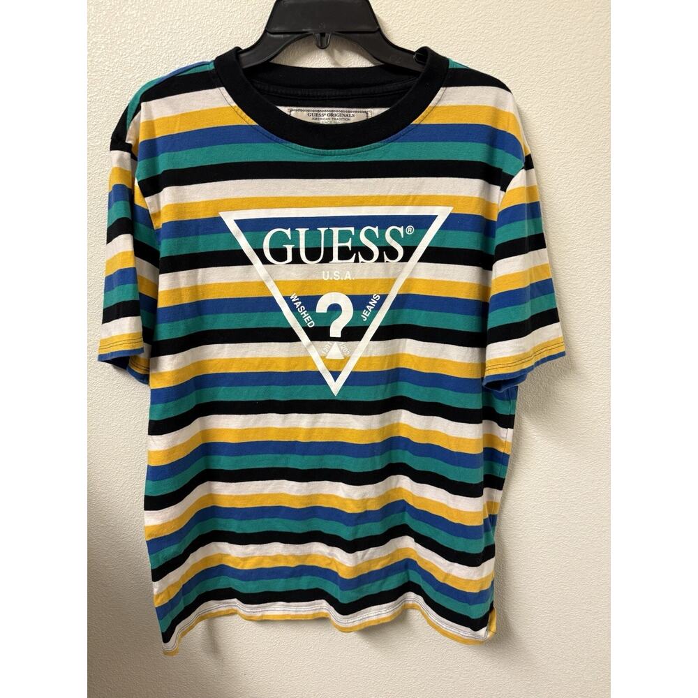 Guess Shirt Mens Medium Los Angeles Guess Originals T-Shirt Striped Multicolor